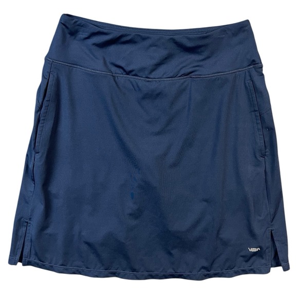 Viodia Skort Navy Blue Pull On Side Slits Drawstring Athletic‎ Golf Tennis LG - Picture 2 of 15